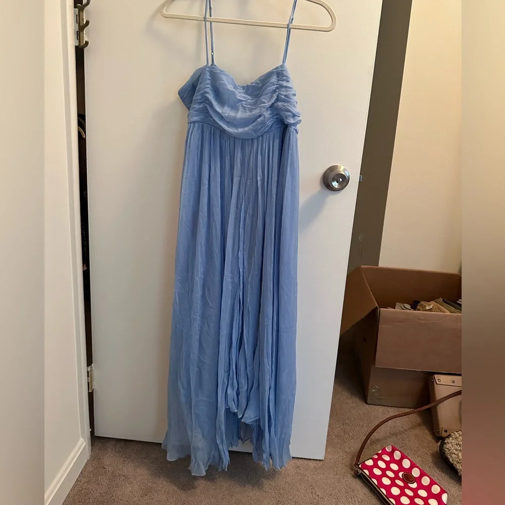 BHLDN Lola chiffon blue bridesmaid dress - Picture 3 of 4